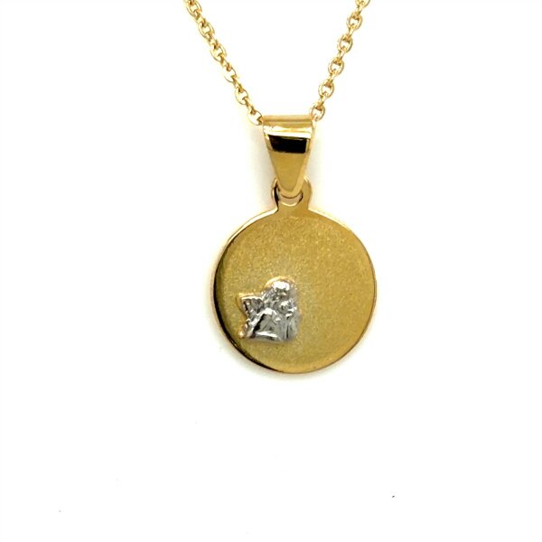 Anh&auml;nger 14 Karat Gelb / Weissgold Schutzengel