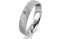 Ring 14 Karat Weissgold 4.5 mm kristallmatt 1 Brillant G...