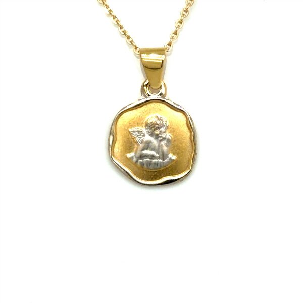 Anh&auml;nger 14 Karat Gelb / Weissgold Schutzengel