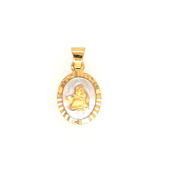 Anh&auml;nger 14 Karat Gelb / Weissgold Schutzengel