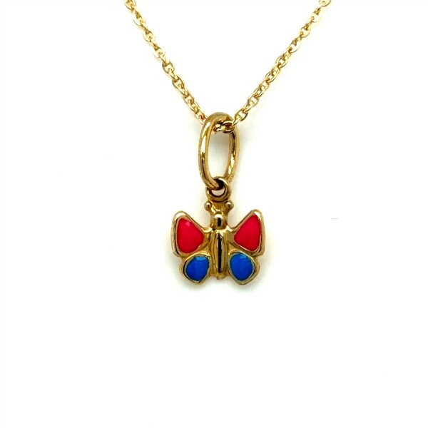 Anh&auml;nger 14 Karat Gelbgold Emaille Schmetterling