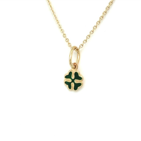 Anh&auml;nger 14 Karat Gelbgold Emaille Kleeblatt