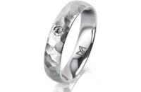 Ring 18 Karat Weissgold 4.5 mm diamantmatt 1 Brillant G...