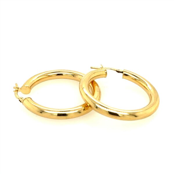 Ohrschmuck 14 Karat Gelbgold Kreolen mit B&uuml;gel 31x3,8mm