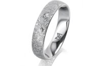 Ring 18 Karat Weissgold 4.5 mm kristallmatt 3 Brillanten...