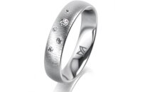 Ring 18 Karat Weissgold 4.5 mm sandmatt 5 Brillanten G vs...