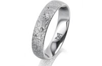 Ring 18 Karat Weissgold 4.5 mm kristallmatt 5 Brillanten...