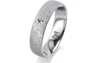 Ring 14 Karat Weissgold 5.0 mm kreismatt 1 Brillant G vs...