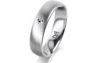 Ring 14 Karat Weissgold 5.0 mm sandmatt 1 Brillant G vs...
