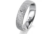 Ring 18 Karat Weissgold 5.0 mm kristallmatt 1 Brillant G...