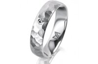 Ring 18 Karat Weissgold 5.0 mm diamantmatt 1 Brillant G...