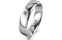 Ring 14 Karat Weissgold 5.0 mm poliert 1 Brillant G vs...