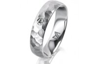 Ring 14 Karat Weissgold 5.0 mm diamantmatt 1 Brillant G...