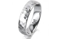 Ring 14 Karat Weissgold 5.0 mm diamantmatt 3 Brillanten G...