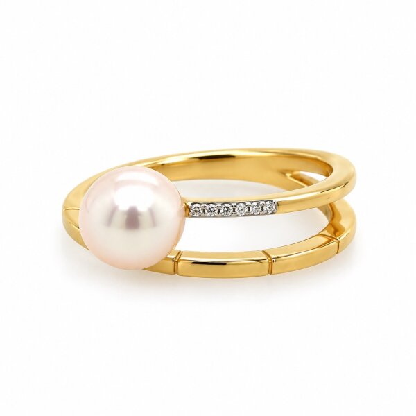 Ring 14 Karat Gelbgold Brillant 0,02ct S&uuml;sswasserperle