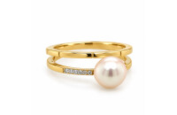 Ring 14 Karat Gelbgold Brillant 0,02ct S&uuml;sswasserperle