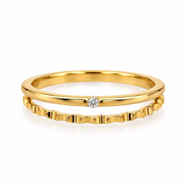Ring 14 Karat Gelbgold Brillanten gesamt 0,02ct