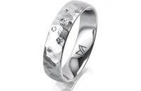 Ring 14 Karat Weissgold 5.0 mm diamantmatt 5 Brillanten G...