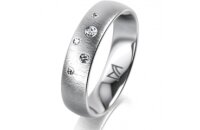 Ring 18 Karat Weissgold 5.0 mm sandmatt 5 Brillanten G vs...