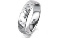 Ring 18 Karat Weissgold 5.0 mm diamantmatt 5 Brillanten G...