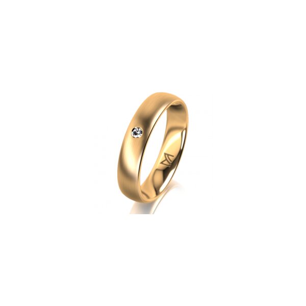 Ring 18 Karat Gelbgold 4.5 mm längsmatt 1 Brillant G vs 0,025ct