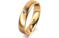 Ring 18 Karat Gelbgold 4.5 mm l&auml;ngsmatt 1 Brillant G...