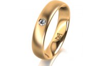 Ring 14 Karat Gelbgold 4.5 mm l&auml;ngsmatt 1 Brillant G...