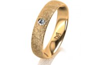 Ring 14 Karat Gelbgold 4.5 mm kristallmatt 1 Brillant G...