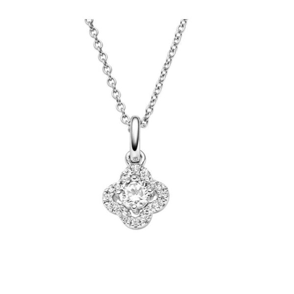 Halsschmuck 925 Silber rhodiniert 21 Zirkonia