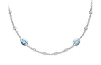 Halsschmuck 925 Silber rhodiniert 4 Blautopase 11 Zirkonia