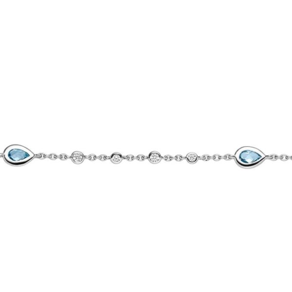 Armschmuck 925 Silber rhodiniert 3 Blautopase 8 Zirkonia