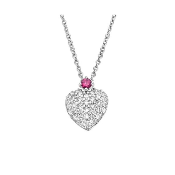 Halsschmuck 925 Silber rhodiniert 1 Rhodolith Granat 23 Zirkonia