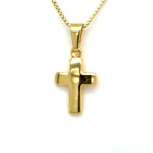 Anh&auml;nger 14 Karat Gelbgold glatt Kreuz