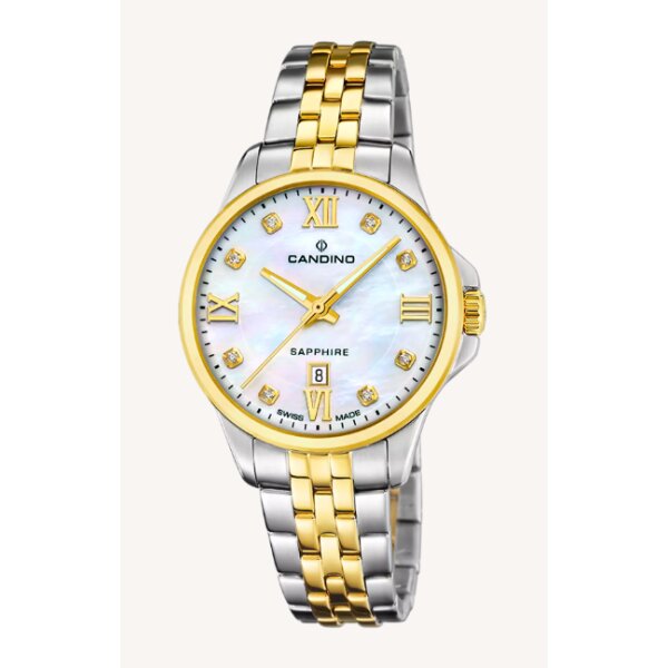 Candino Armbanduhr Edelstahl bicolor, Quarz, Saphirglas, 50m wasserdicht
