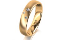Ring 14 Karat Gelbgold 4.5 mm l&auml;ngsmatt 3 Brillanten...