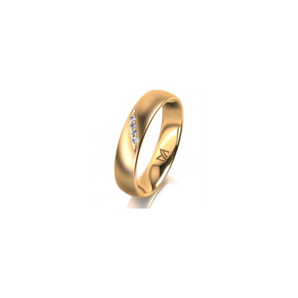 Ring 14 Karat Gelbgold 4.5 mm längsmatt 4 Brillanten G vs 0,025ct