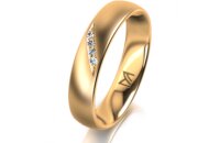 Ring 14 Karat Gelbgold 4.5 mm l&auml;ngsmatt 4 Brillanten...