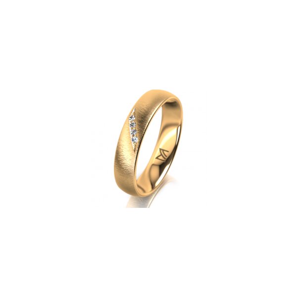 Ring 14 Karat Gelbgold 4.5 mm sandmatt 4 Brillanten G vs 0,025ct