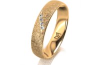 Ring 14 Karat Gelbgold 4.5 mm kristallmatt 4 Brillanten G...