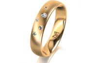 Ring 14 Karat Gelbgold 4.5 mm l&auml;ngsmatt 5 Brillanten...
