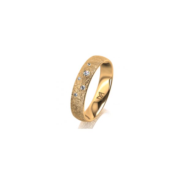 Ring 14 Karat Gelbgold 4.5 mm kristallmatt 5 Brillanten G vs Gesamt 0,045ct