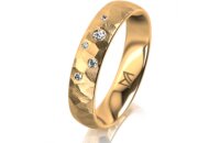 Ring 14 Karat Gelbgold 4.5 mm diamantmatt 5 Brillanten G...