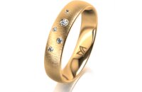 Ring 18 Karat Gelbgold 4.5 mm sandmatt 5 Brillanten G vs...