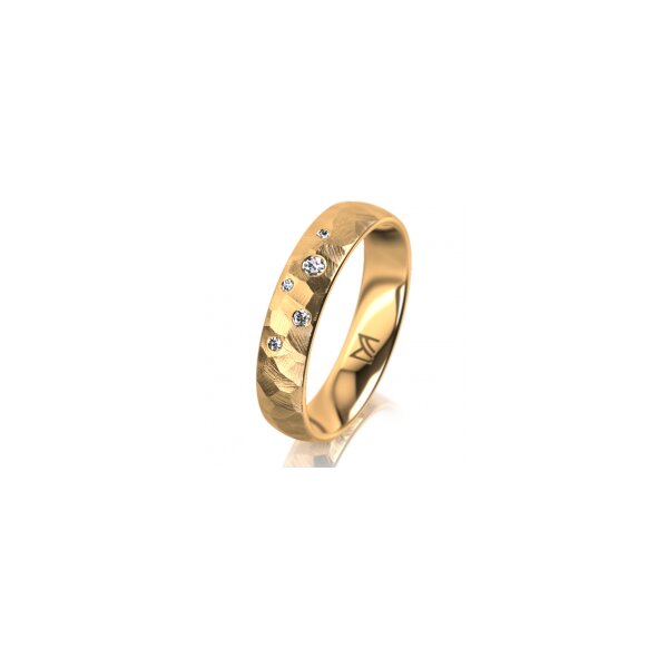 Ring 18 Karat Gelbgold 4.5 mm diamantmatt 5 Brillanten G vs Gesamt 0,045ct