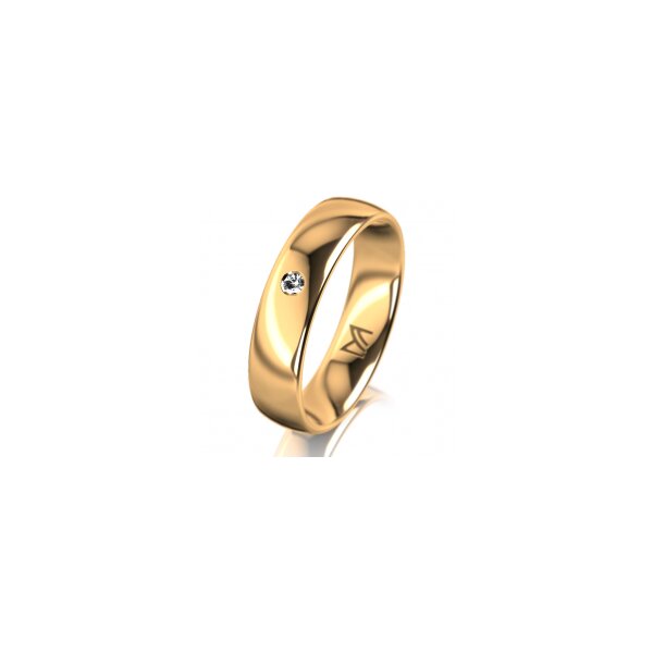 Ring 14 Karat Gelbgold 5.0 mm poliert 1 Brillant G vs 0,025ct