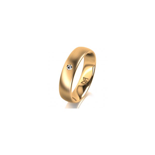 Ring 14 Karat Gelbgold 5.0 mm längsmatt 1 Brillant G vs 0,025ct