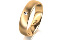 Ring 18 Karat Gelbgold 5.0 mm l&auml;ngsmatt 1 Brillant G...