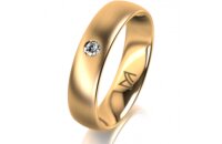 Ring 14 Karat Gelbgold 5.0 mm l&auml;ngsmatt 1 Brillant G...