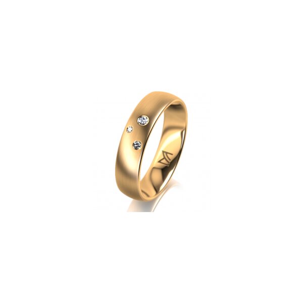 Ring 14 Karat Gelbgold 5.0 mm längsmatt 3 Brillanten G vs Gesamt 0,040ct