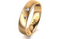 Ring 14 Karat Gelbgold 5.0 mm l&auml;ngsmatt 3 Brillanten...